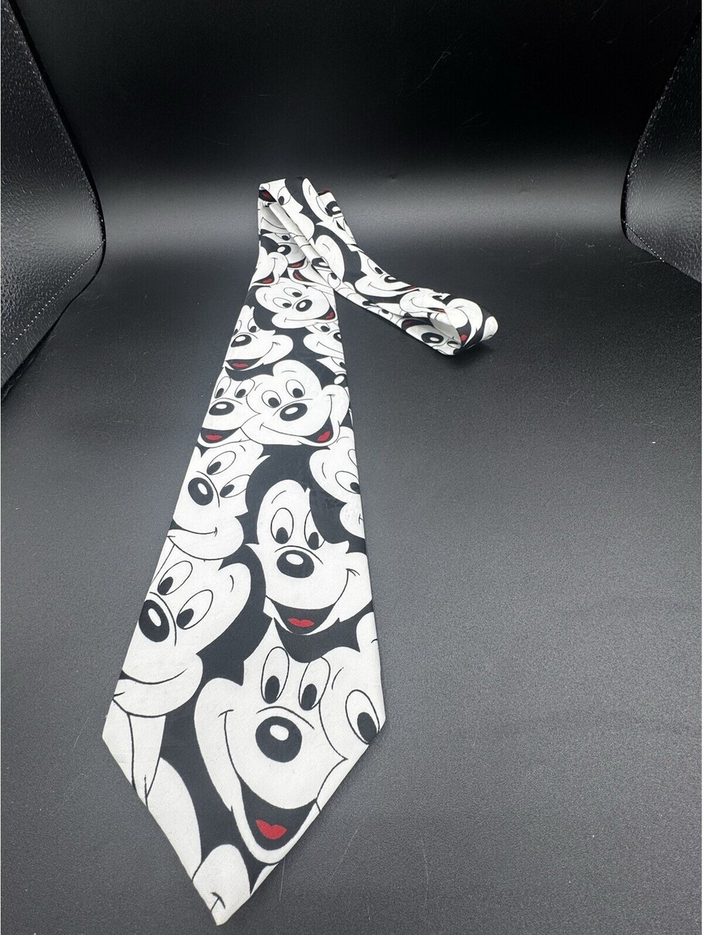 Vintage Mickey Unlimited Mickey Mouse Faces Necktie Black White Disney 90s